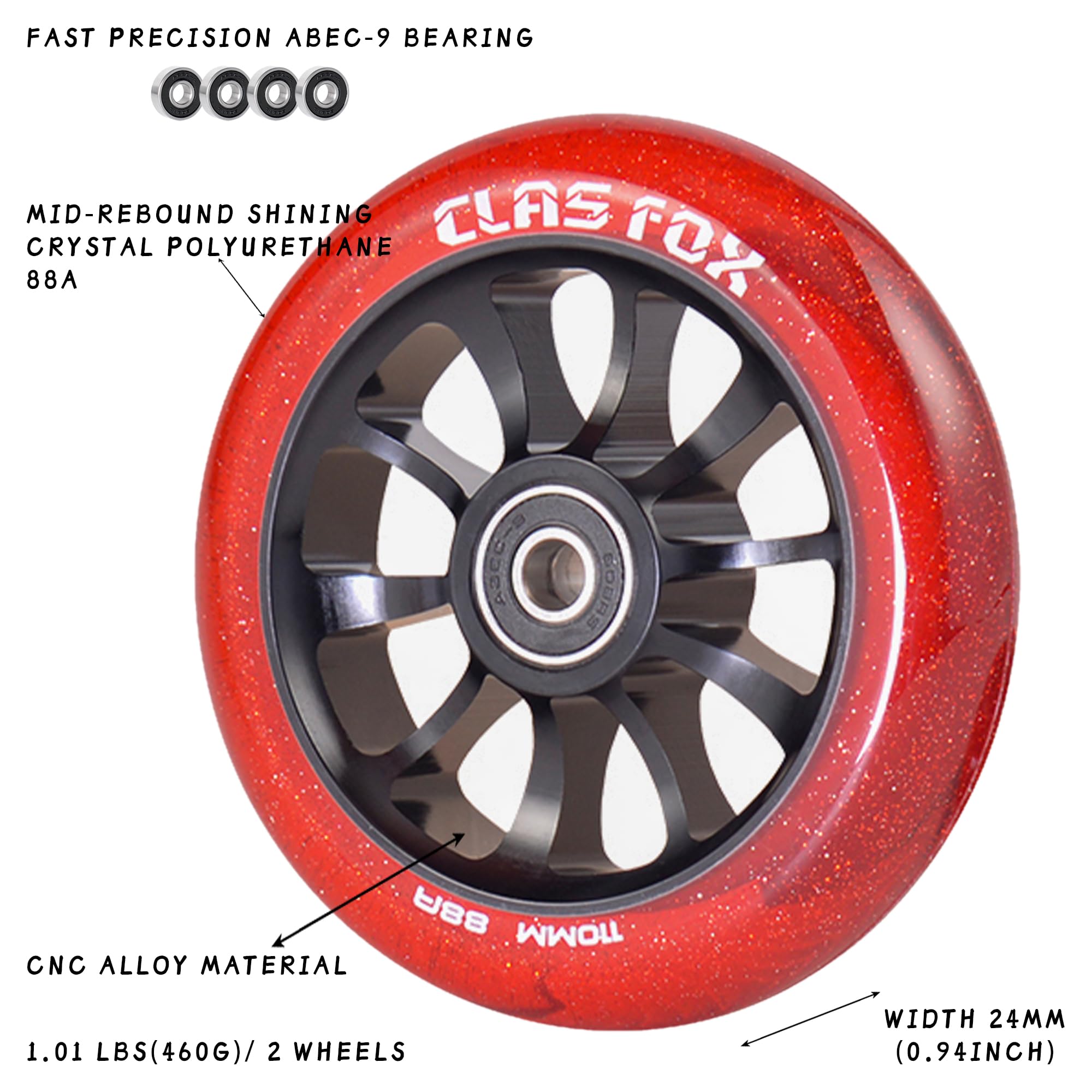 Amazon.com: CLAS FOX Pro Scooter Wheels 110mm Transparent Sparkle